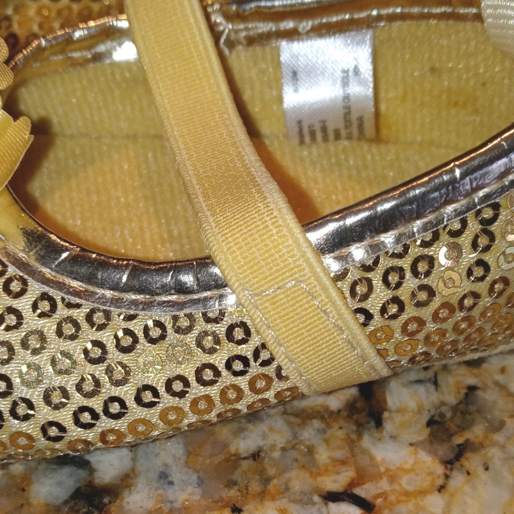 Golden Rose Sequins Baby Flats Size 4C - Picture 4 of 9